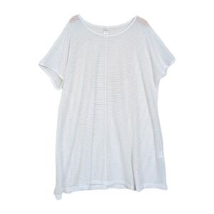 Romans Mesh Swim Cover Up‎ Womens 1X White Short Sleeve Pullover Beach Pool Vaca